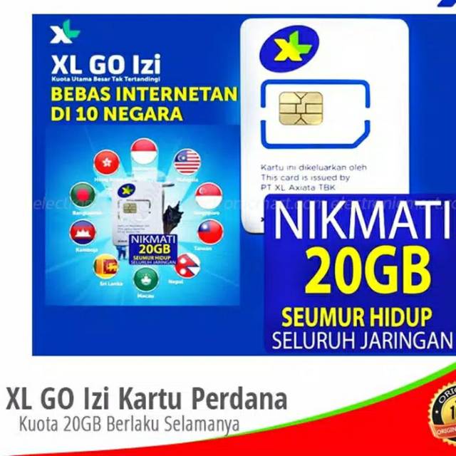 Kartu Perdana XL GO IZI 20GB untuk modem wifi xl go