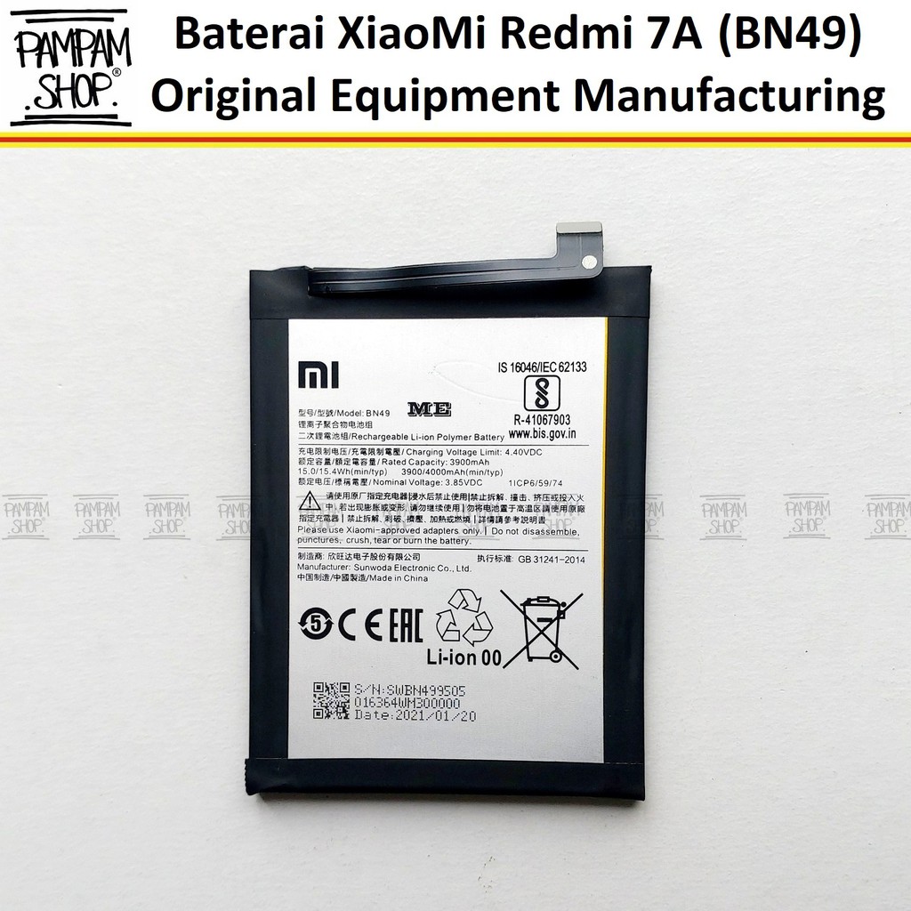 Baterai XiaoMi BN49 Redmi 7A Original OEM Batre Batrai Battery Xiao Mi BN 49 HP Ori