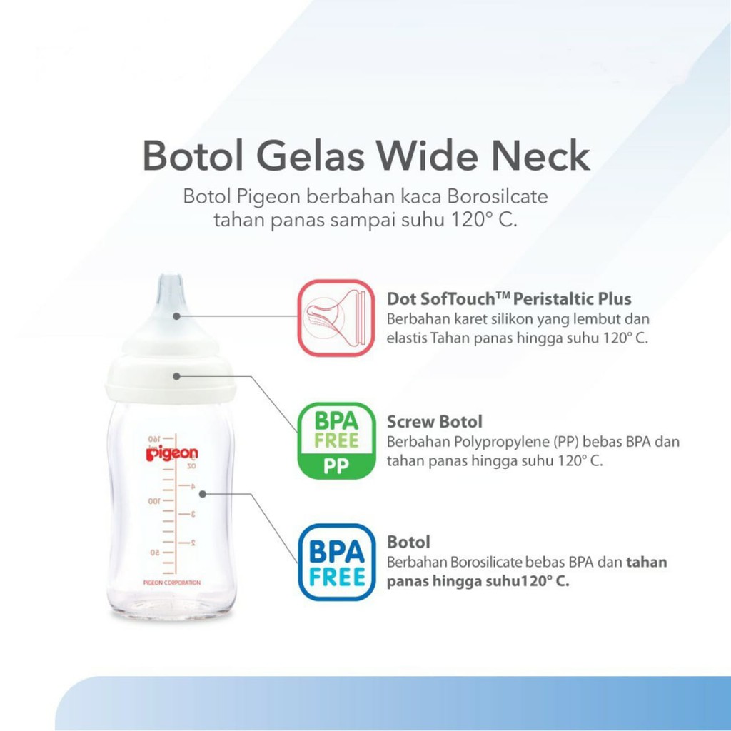 1 pcs Botol pigeon wide neck wideneck peristaltic plus nipple 160ml 240ml