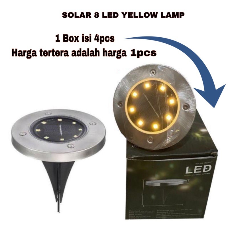 LAMPU SOLAR LAMP TENAGA SURYA 8 LED YELLOW EDITION