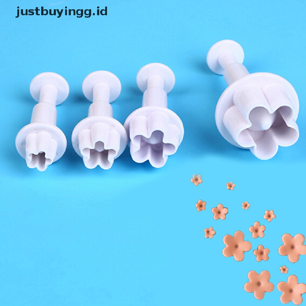 4pcs / Set Cetakan Pemotong Kue / Biskuit Bentuk Bunga 3d Untuk Alat Dapur