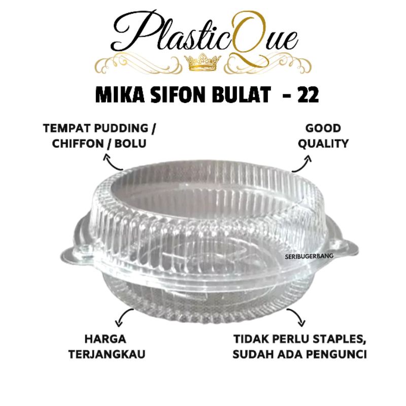 Mika Sifon Bulat Diameter 22 CM Ukuran 22CM Bening Box Kue Tempat Penyimpanan Makanan Makan Bolu Chi