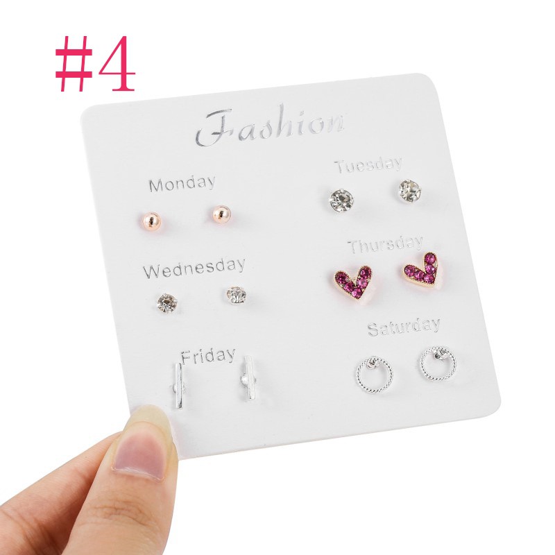 ✅COD Anting Korea Set Wanita 6 Pasang Fashion Kristal Berlian