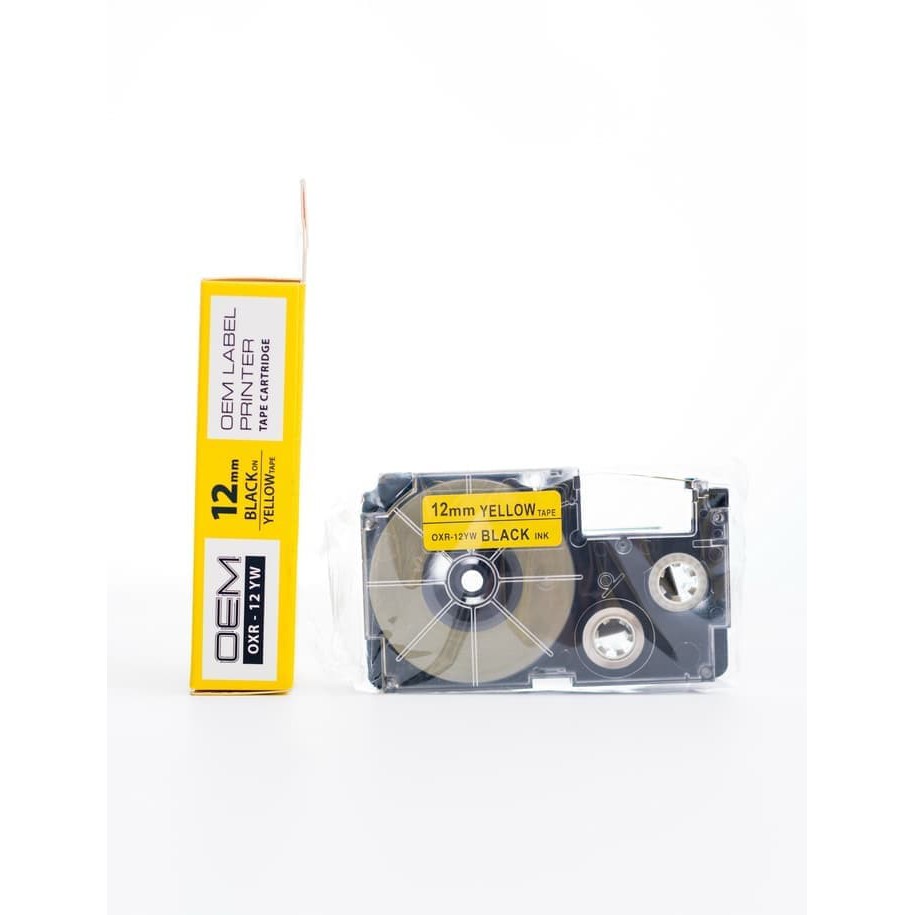 OEM TAPE EZ LABEL CASIO 12MM BLACK INK YELLOW (OXR-12YW)