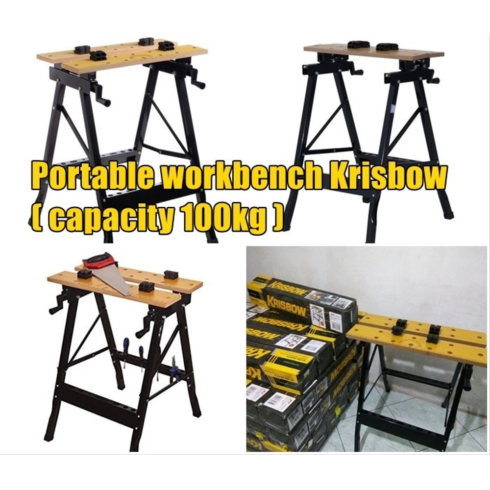 Promo Portable Workbench Krisbow Meja Clamp Gergaji Tukang Kayu Craft Work Bench 100kg Shopee Indonesia