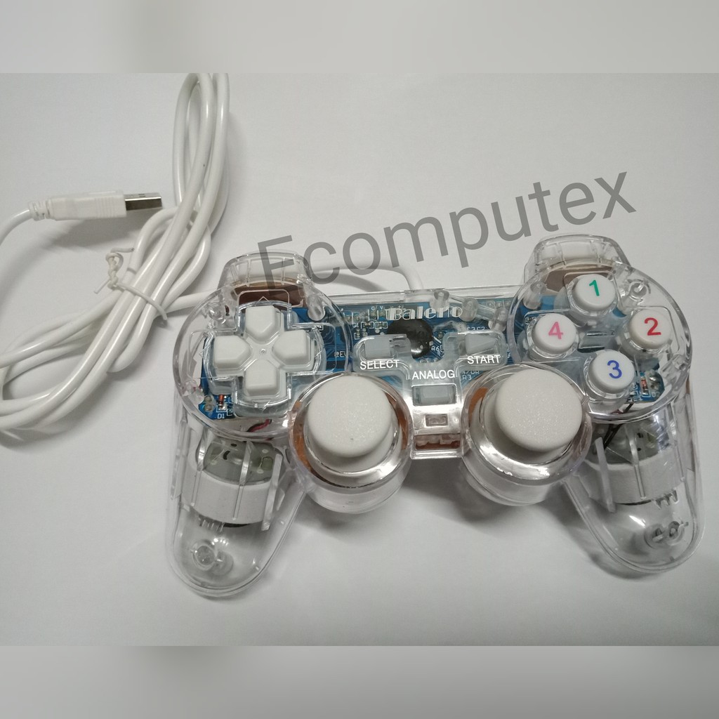 GAMEPAD SINGLE TRANSPARAN GETAR TURBO JOYSTICK ANALOG CONTROLLER PC MONO SHOCK JOYPAD BALENO