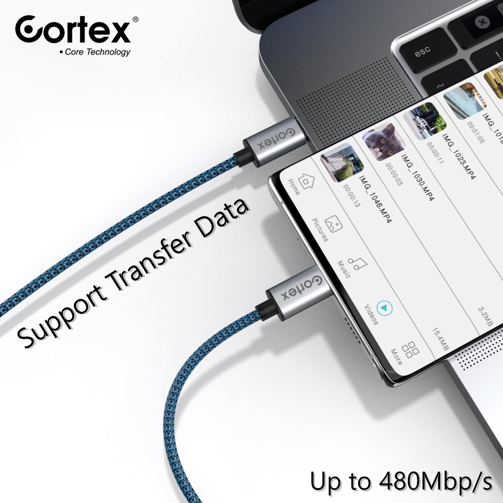 Cortex KE-211 Kabel Data iPad Pro / Type-C ke Type-C / USB-C to USB-C / 60W PD Fast charging Samsung / 1.2Meter 2Meter