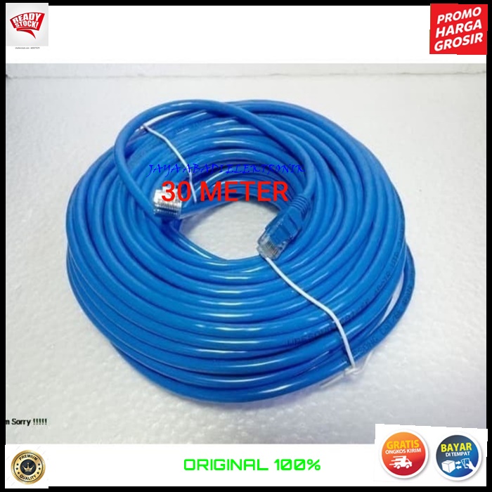 G566 KABEL LAN RJ45 30 METER CAT 5 UTP INTERNET WIFI JARINGAN KONEKTOR PLUG BOOT KOMPUTER SWITCH ROUTER MODEM COMPUTER INDIHOME FIRTSMEDIA ROUTER Kabel LAN dengan Kepala Konektor + PLUG BOOT yang sudah terpasang Praktis dan Tidak Ribet  langsung pakai