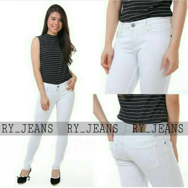 Celana jeans putih wanita celana putih melar softjeans street