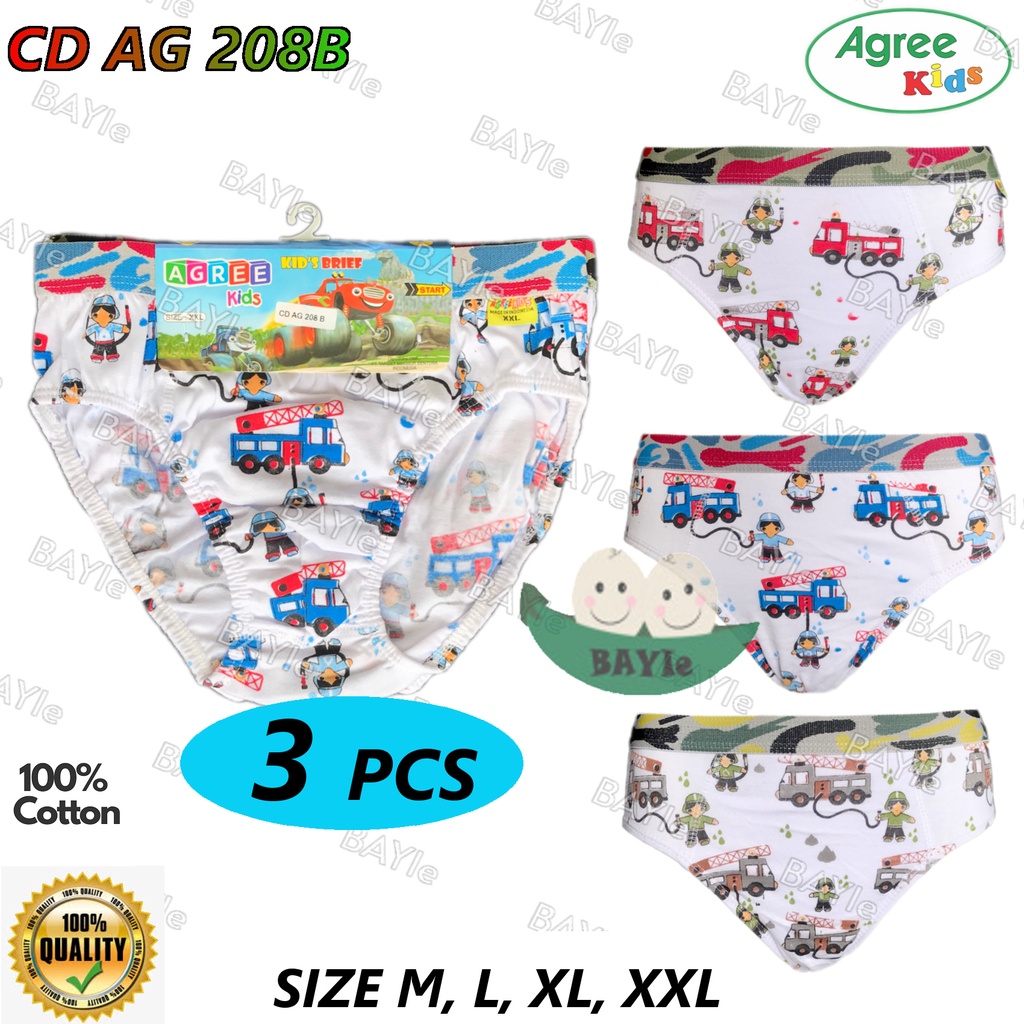 BAYIe - 3 Pcs Celana Dalam / CD Anak Laki-laki Cowok AGREE KIDS AG 208 B/ sempak anak  M L XL XXL