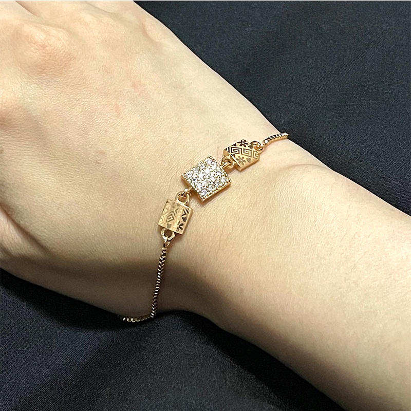 ✨✅COD Gelang Titanium Anti Karat Mewah Rose Gold Gelang Serut Korean Style Fashion Asesoris Wanita Perhiasan Emas D387