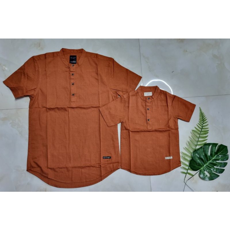 Kemeja Koko Anak/Dewasa warna CORAL / orange BATA