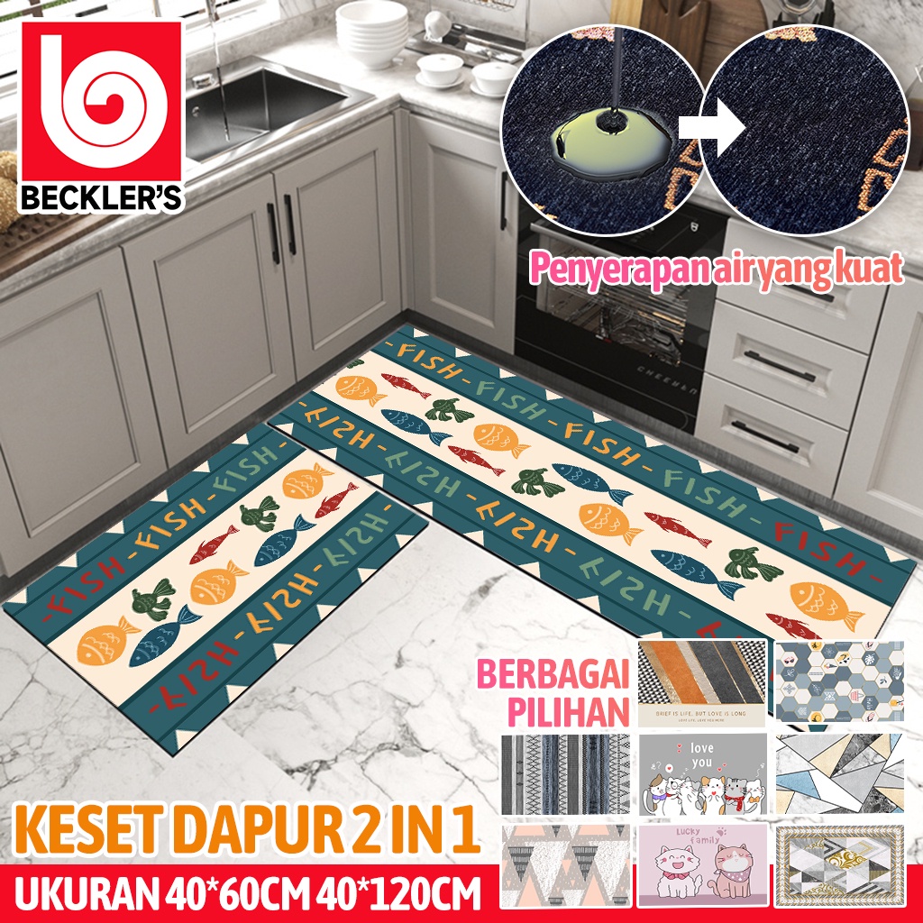 Beckler's Keset Dapur 2in1 Minimalis Anti Slip / Keset Kaki 1Set 2 Pcs Kitchen Floor Mat