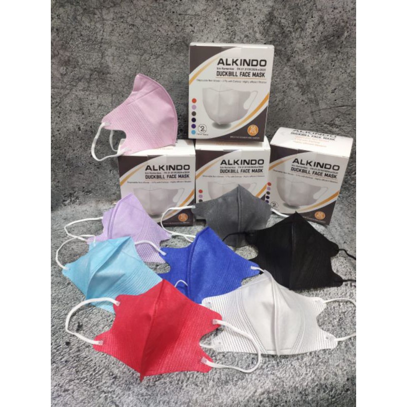 Ready stok dapat 10 pc MASKER duckbill alkindo garis dewasa. masker duckbill alkindo face mask 3 ply