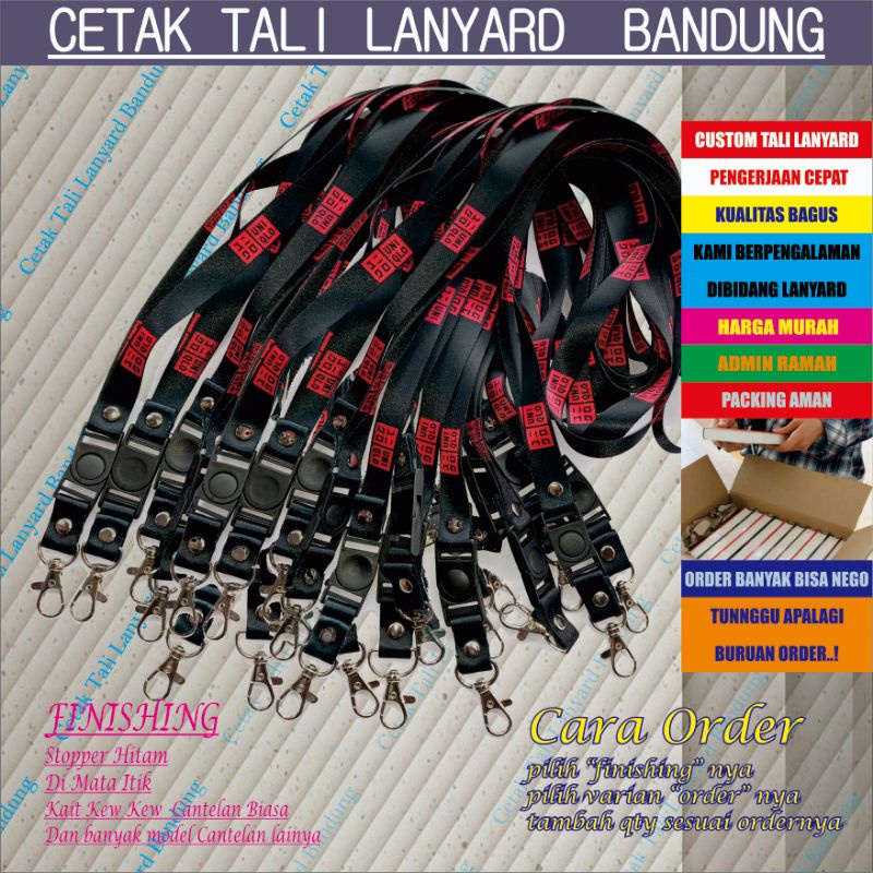 Cetak tali id card sablon 2 cm /tali Lanyard id card sablon 2 cm 1 sisi  bahan nilon atau polister