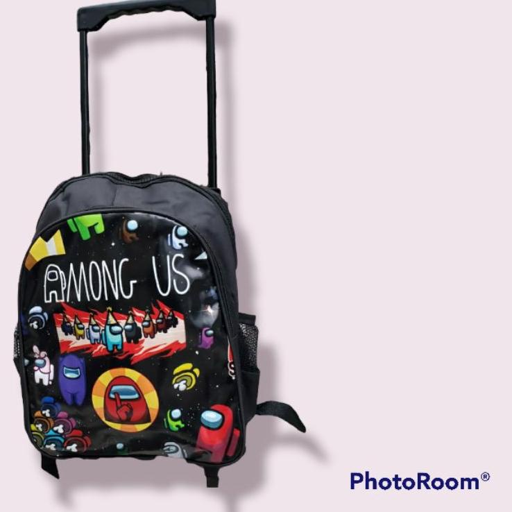 Best Stock Amoung US Ransel Troly anak sekolah Tas anak laki-laki Ransel roda