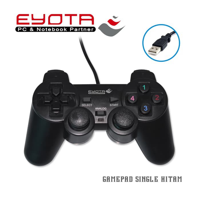 Gamepad Joystik USB Getar Single Eyota Hitam
