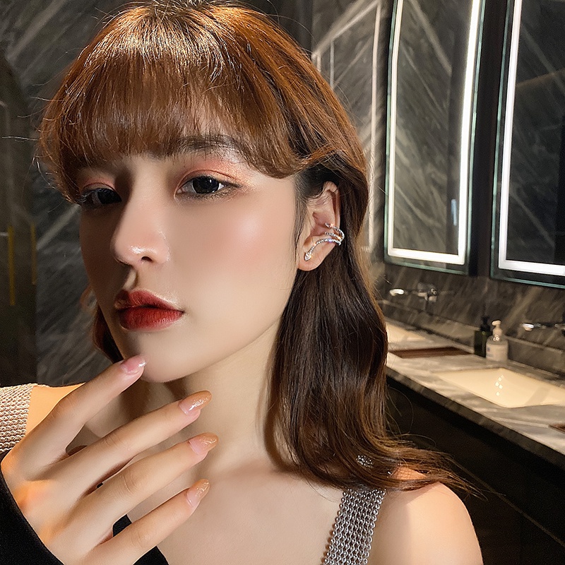 Anting Ular Berlian Berkilau Pesta Wanita Berlebihan vintage Aksesoris Korea