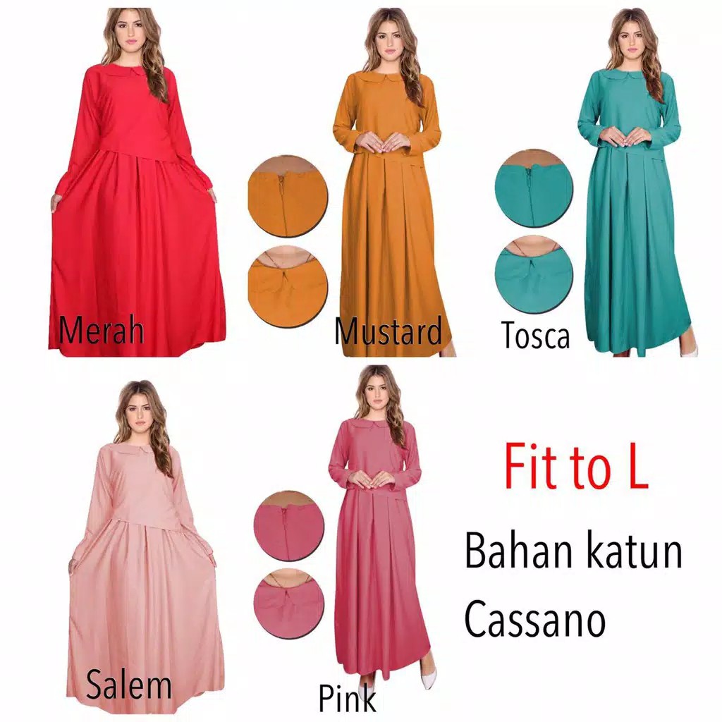 baju gamis dress wanita motif calista