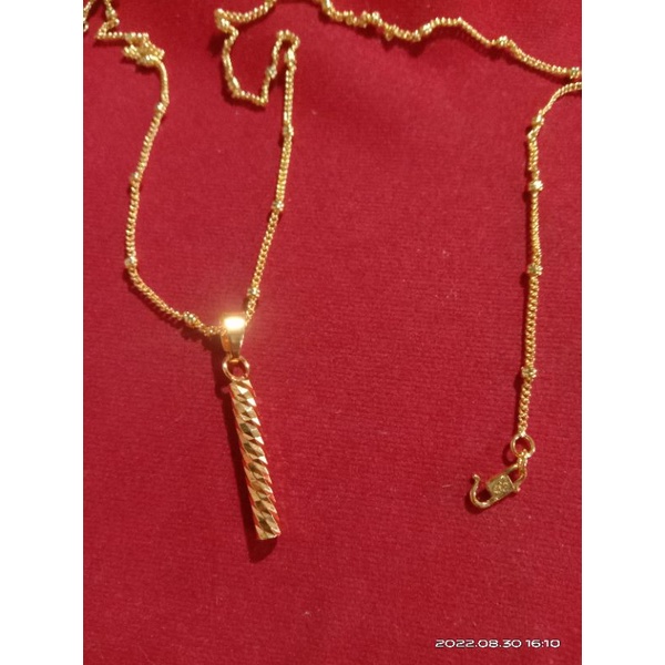 kalung rantai pentul bambu lapis emas 24k