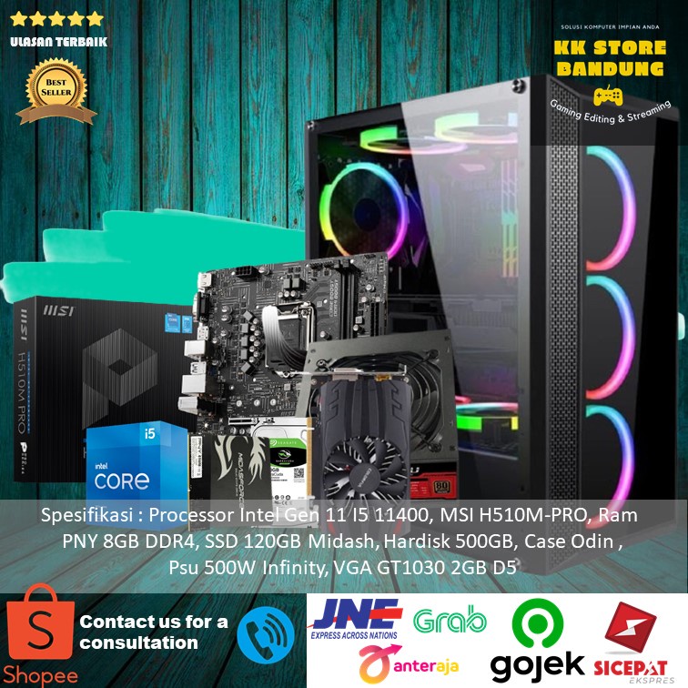 PC RAKITAN INTEL CORE I5 11400 GEN 11 | GT 1030 | RAM 8GB PC GAMING