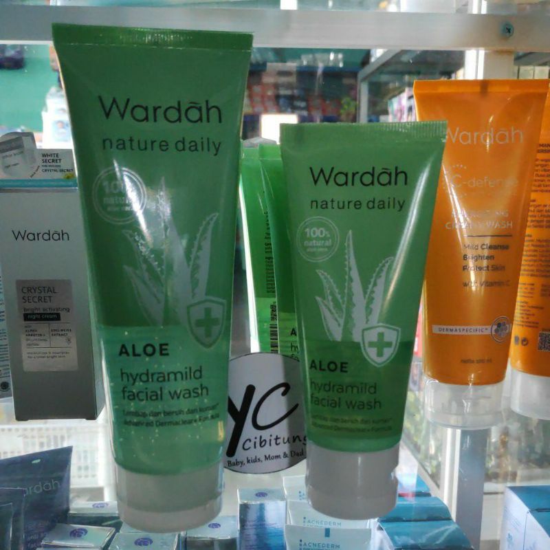 Wardah Aloe Hydramild Facial Wash 100ml - 60ml Sabun cuci muka pembersih wajah lembab bersihkan kuman Aloevera vera