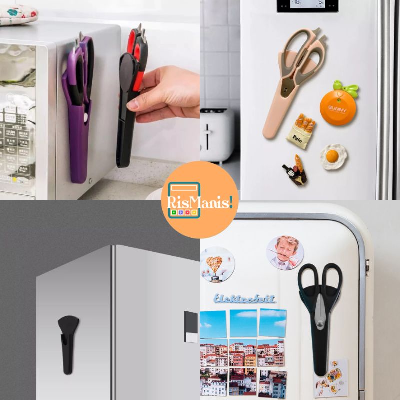 MAGNETIC SCISSOR HOLDER - Tempat Gunting Dapur Rak Tempel Magnet Kulkas Holder Plastik Lemari Es Microwave