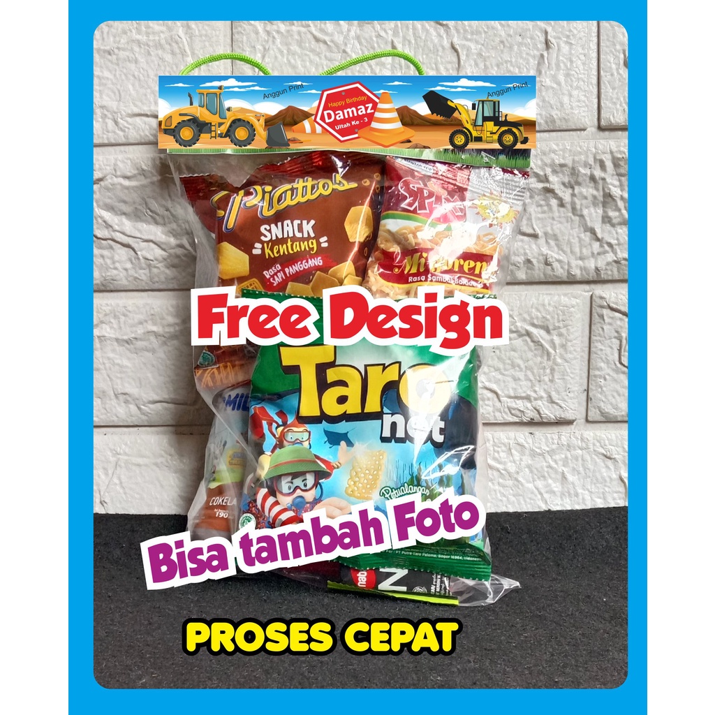 GOODIE BAG - LABEL PLASTIK SNACK  -  JAJAN ULANG TAHUN EKSAVATOR