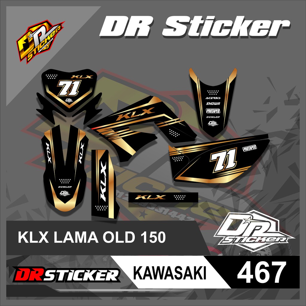 467 Decal Custom KLX LAma 150 Old - Dekal KLX Old Desain Racing Gold