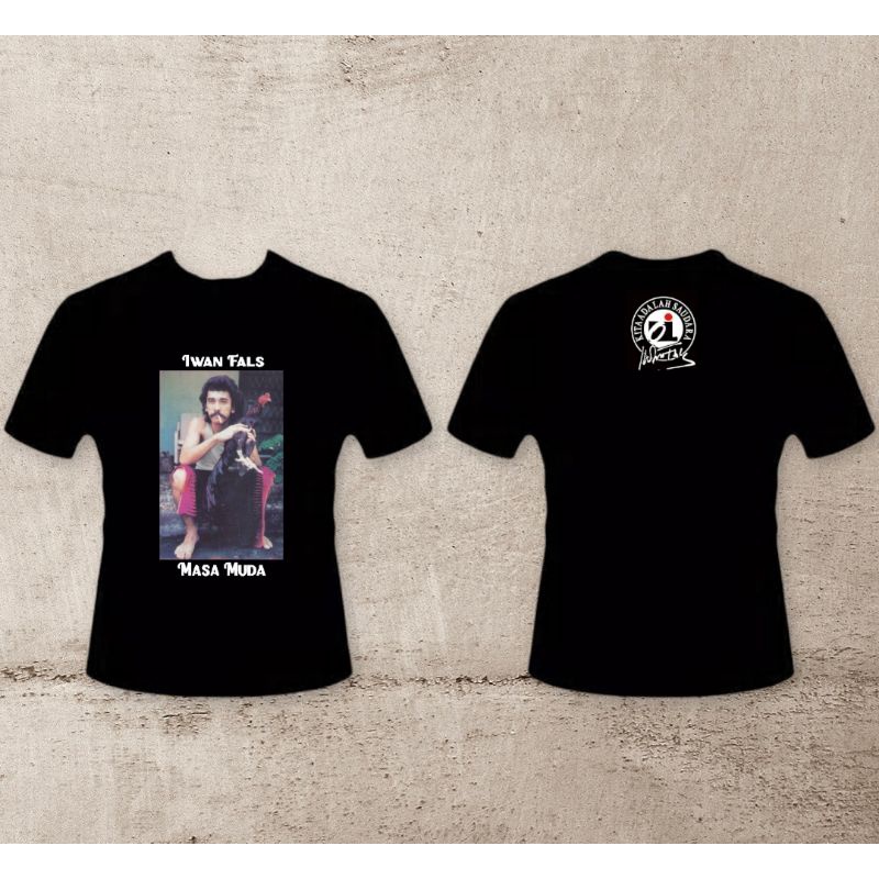 iwan fals masa muda/kaos oi mania/katun combed hitam
