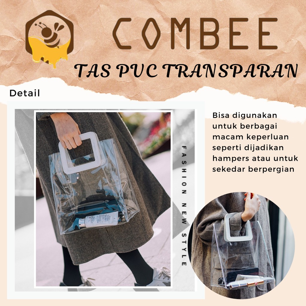 Tas PVC Transparan Multi Fungsi / Waterproof / Tebal / Hampers