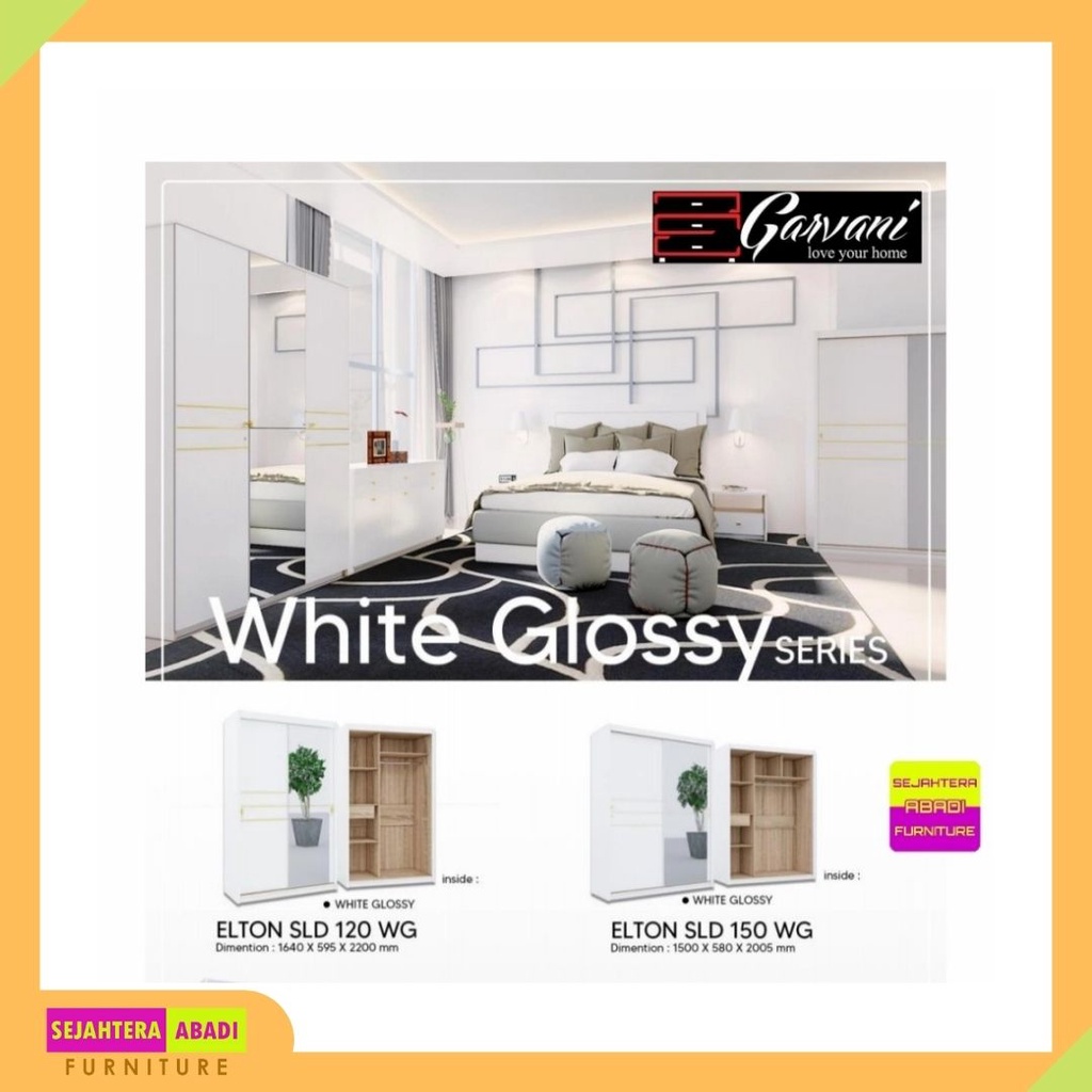 Lemari Sliding Pakaian Cermin ELTON 120 / ELTON 150