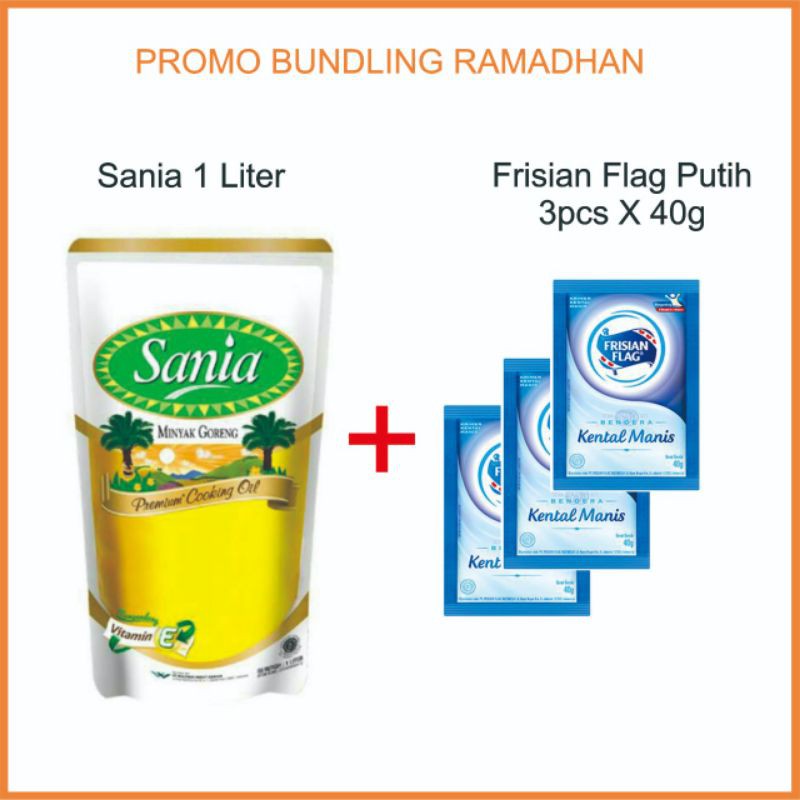 

promo Sania Minyak Goreng 1liter + Frisian Flag putih 3pcsX40g - Bloralapak