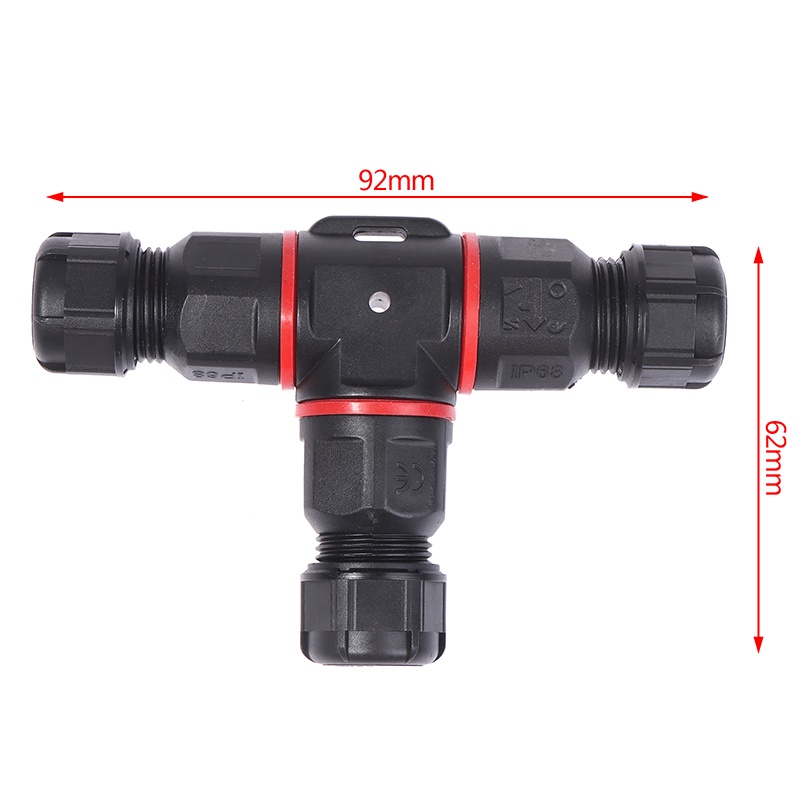 DEID IP68 Waterproof connector T Shape 3 Pin 250V 24A Cable Wire Gland Sleeve connect 210916