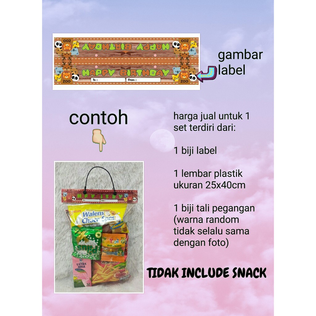 plastik snack plastik souvenir ulang tahun karakter animal zoo safari kebun binatang