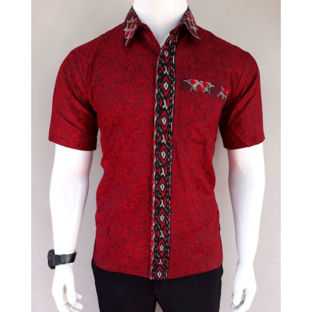 BAJU BATIK PRIA MERAH