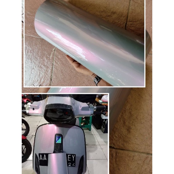 Sticker skotlet warna abu bunglon vulcano glossy per meter