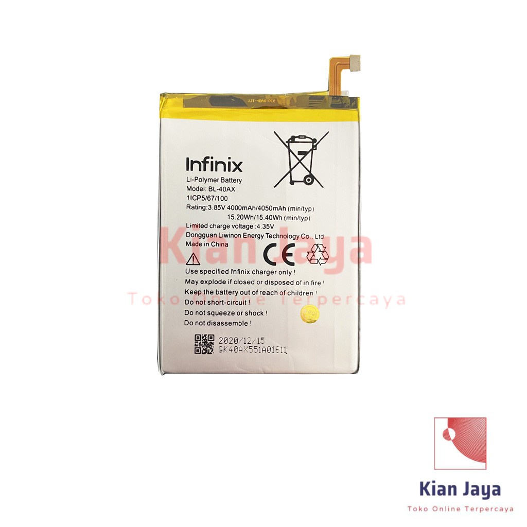 Baterai Infinix Hot Note X551 BL-40AX Batre Batrai Battery Hp BL40AX Original