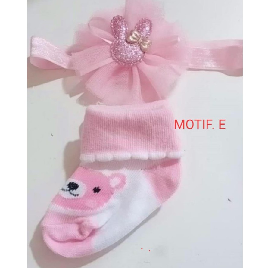 Kaos Kaki Bandana Set Cantik Lucu Fashion 0-12 bulan
