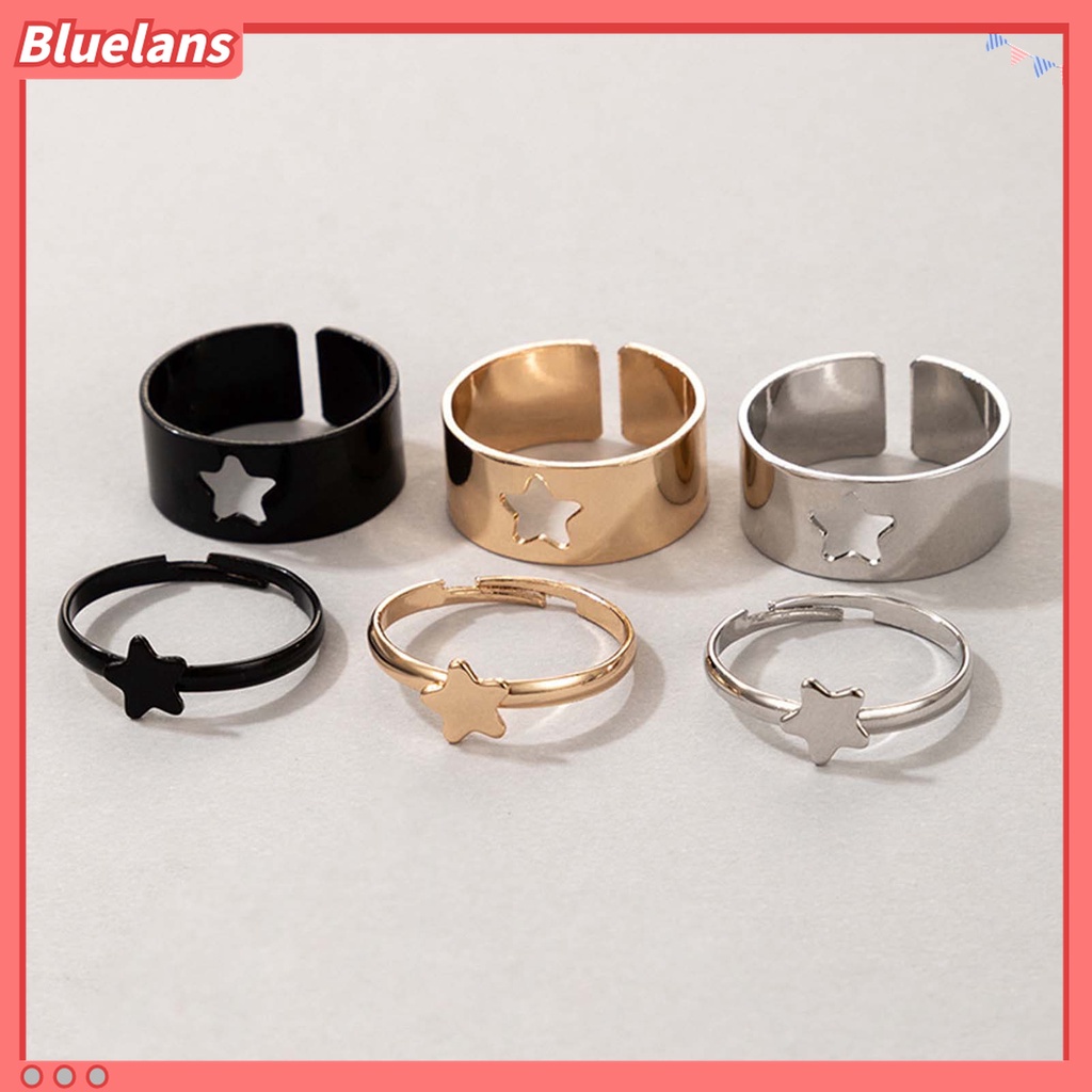 2pcs / Set Cincin Model Terbuka Dapat Disesuaikan Bentuk Hati Bulan Bintang Lumba-Lumba Untuk Pasangan