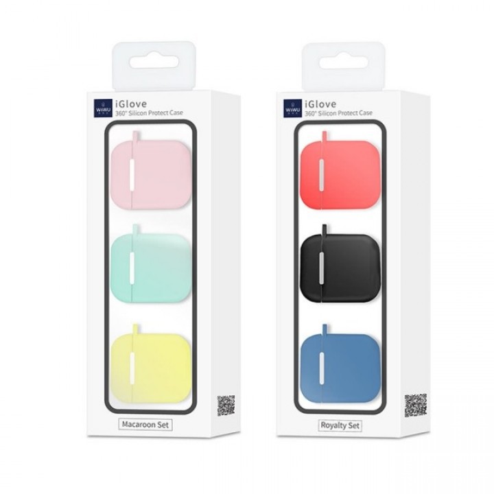 WIWU iGlove Macaron Set 3 in 1 - Soft Silicon Protect Case for AirPds