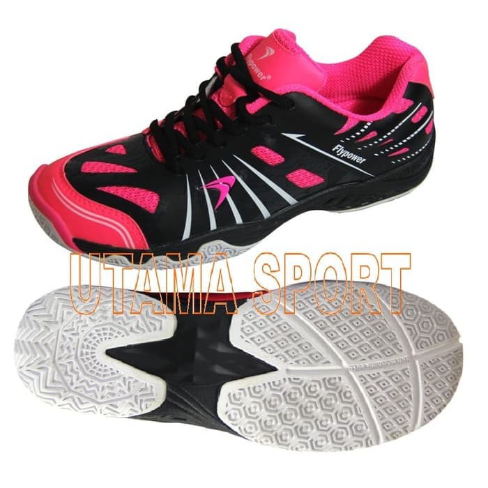 Sepatu Badminton Flypower White Control Black Pink Purple