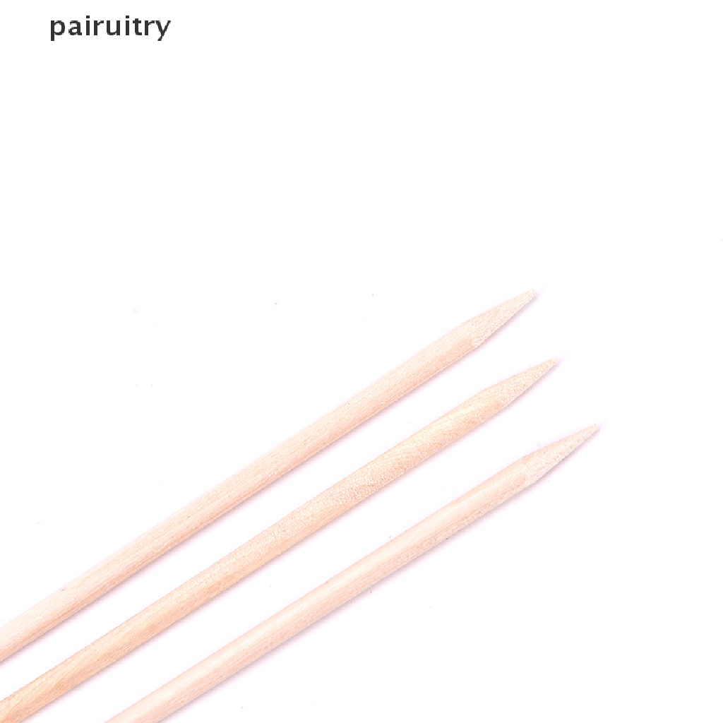 Prt 100Pcs Stik Kayu Oranye Pendorong Kutikula Untuk Manicure / Nail Art PRT