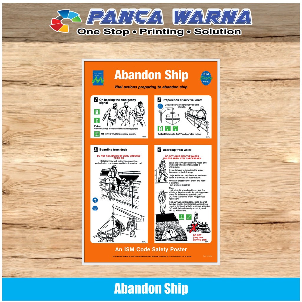 

Stiker Kapal Safety Sign Abandon Ship ISM Code Perkapalan Print