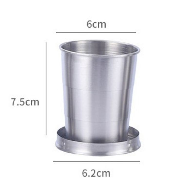 MH80GELAS LIPAT FOLDED CUP 140ML GANTUNG KUNCI STAINLESS/GANTUNGAN KUNCI GELAS LIPAT STAINLESS STEEL CAMPING FOLDED CUP/GELAS TARIK CUP SERBAGUNA