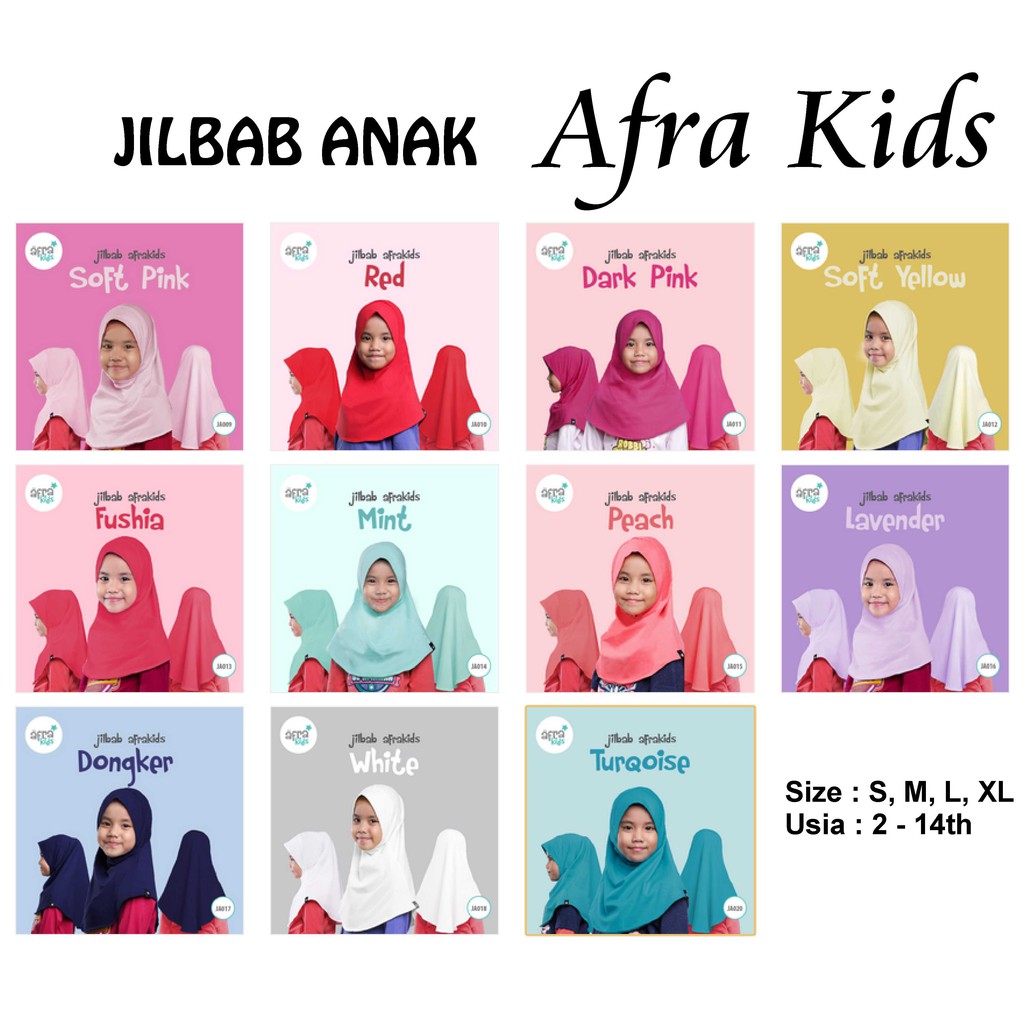 Jilbab Anak Lucu Khimar Muslimah Cilik Warna Warni Afra Kids