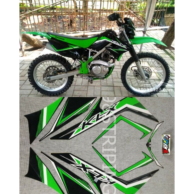 STRIPING KLX 150 HIJAU TAHUN 2014 STIKER STANDAR ORI KAWASAKI