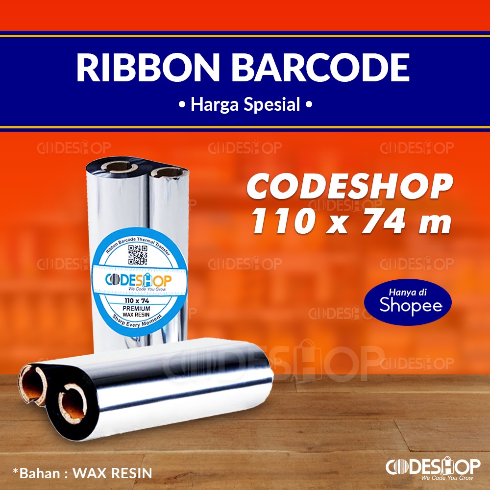 Wax Resin Ribbon Printer Barcode 110 x 74 M - 110x74 M