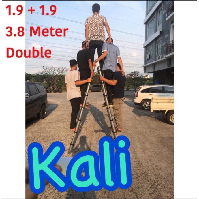 Tangga Lipat Aluminium Teleskopik 3.8 M Double Telescopic 3,8 Meter