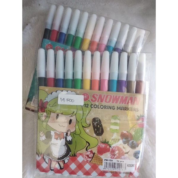 

Spidol 12 Warna SNOWMAN/ Coloring Marker PW-12A Warna Cerah